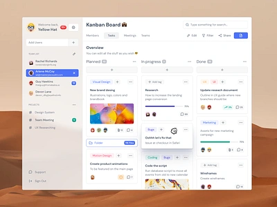 Kanban Board - Figma Dashboard UI Kit app big sur board dashboard design kanban kanban board macos management tool productivity project management schedule sidebar task task list task manager to do ui ux web