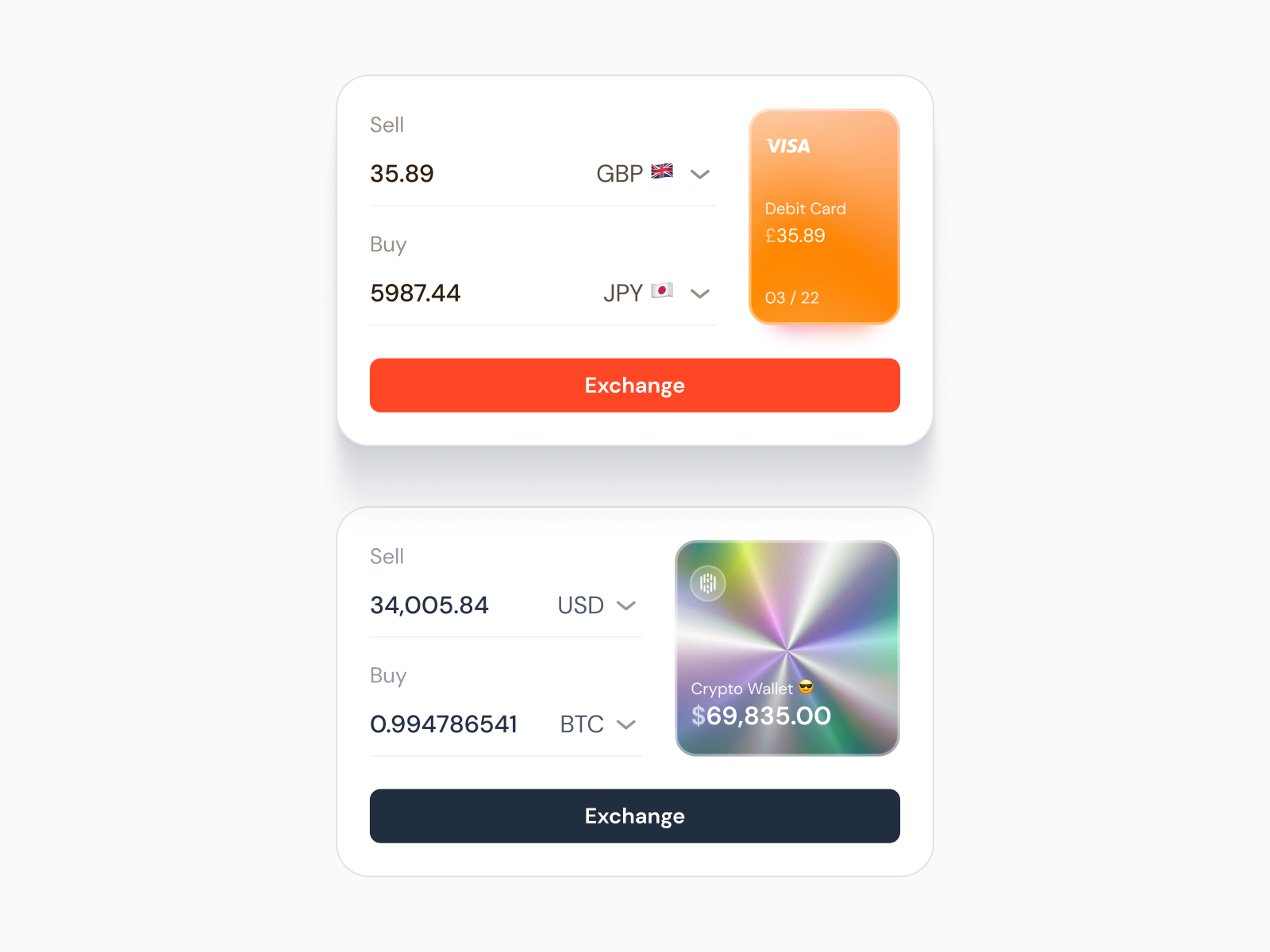 Crypto Currency Exchange Cards UI kit by Roman for Setproduct on Dribbble