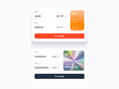 Crypto Currency Exchange Cards - UI kit