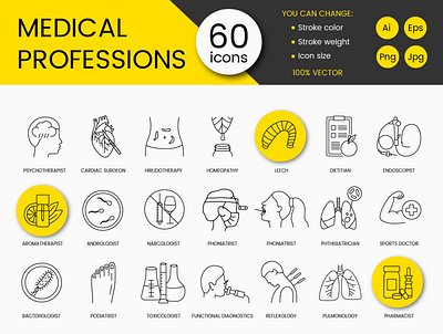 Medical professions icons set set