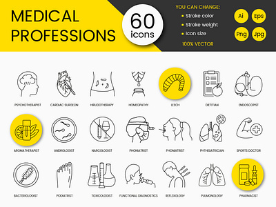 Medical professions icons set