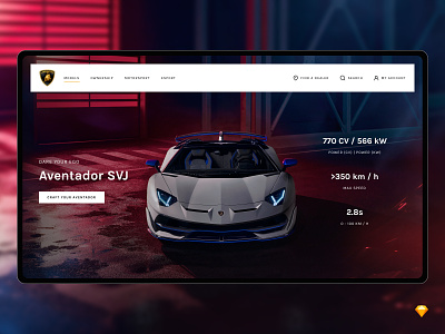 *Freebie* Lamborghini Redesign auto car clean design flat free freebie minimal modern ui ux web website