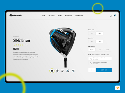 Taylormade Light Concept Redesign clean flat free freebie golf product product design simple sports store ui ux web design website