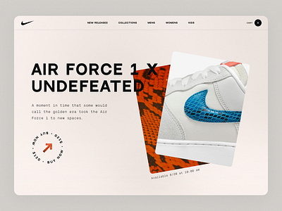 Air Force 1 x Undefeated blue clean concept design flat landing page minimal modern nike red simple sketch sneaker texture ui ux web web design website white