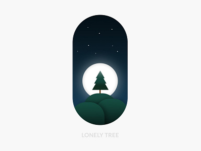 Lonely Tree blue clean color design green illustration photoshop simple