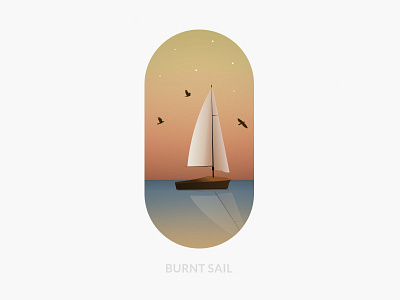 Burnt Sail blue boat clean color design illustration nautical ocean orange photoshop simple sun