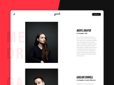 Team Profiles - About Page agency black clean modern red ui ux web website white