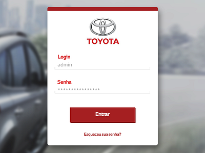 Login Panel car clean flat form login panel red toyota