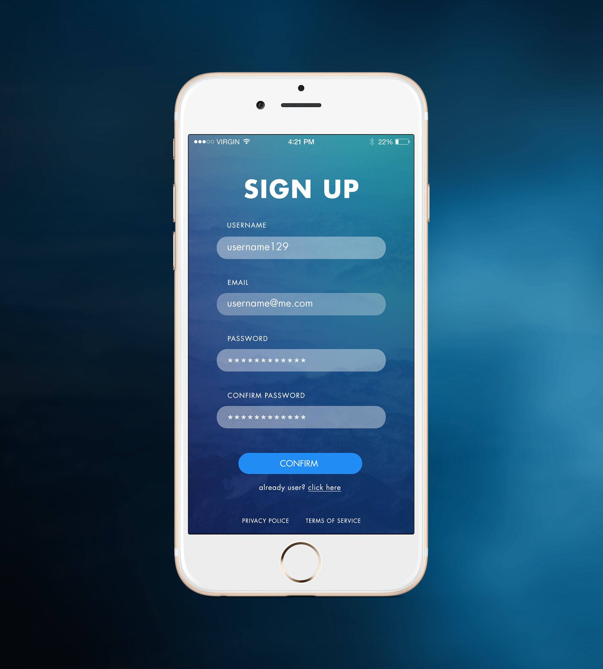 Sign Up Mobile Screen Freebie - #DailyUI 001.