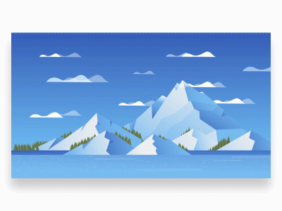Behind the Mountains ⛰️ dailyui discover forest gradient illustration landing page landscape motion motiondesign mountain mountains nature sea travel webdesign