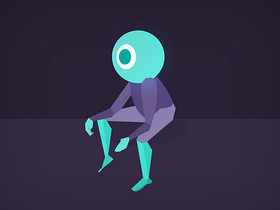 Eyeball man character flat icon illustration