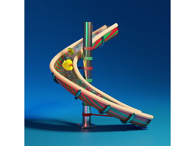 K of Playground Christmas 3D Typography 36 days of type 3d alphabet b3d blender christmas cute graphic design low poly motion graphics playground type face typography water slide