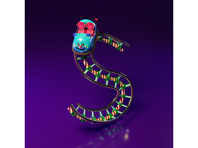 S of Playground Christmas 3D Typography 36 days of type 3d animation b3d blender christmas cute graphic design illustration low poly motion graphics playground roller coaster type type face