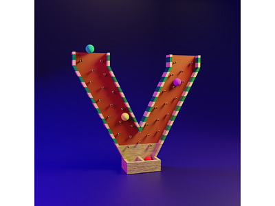 V of Playground Christmas 3D Typography 36 days of type 3d animation b3d blender christmas cute design graphic design lettering low poly motion graphics playground type face ui