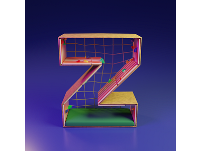 Z of Playground Christmas 3D Typography 36 days of type 3d b3d blender christmas cute graphic design illustration lettering low poly motion graphics moutain climbing playground type face typography