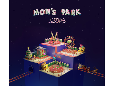 MON'S PARK - Playground Christmas 3D Typography 36 days of type 3d b3d blender christmas cute design graphic design lettering low poly motion graphics park playground santa claus type face typography