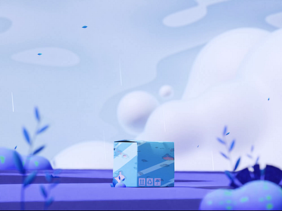 Rainy Box 2d 3d animation blender box character cloud color cute design flowers graphic illustration loop lowpoly motion rain sky ui wind