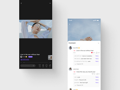 Comment page and Video playback page brush video comment page social contact ui video playback page