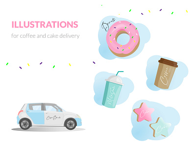 Vector illustrations for coffee&cake delivery