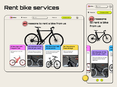 Short for rent bike services advanteges bike brutalism brutalism design interface makeevaflchallenge makeevaflchallenge9 neon rent service ui ui ux design ux web website