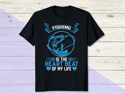 Fishing is the Heartbeat of my life fishing t shirt mens t shirt design