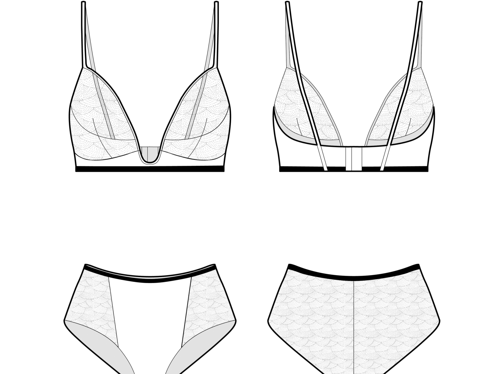 Flat sketch of lingerie