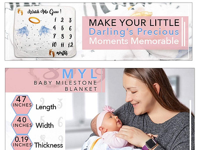 MYL Baby Milestone Blanket EBC/A+ Page Design adobe illustrator adobe photoshop amazon fba amazon listing optimization ebc graphic design