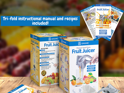 UNANIC Fruit Juicer Packaging Design For Amazon FBA and PL adobe illustrator adobe photoshop amazon amazon fba amazon listing optimization amazon product packaging design box packaging brochure design graphic design logo packaging design product design product insert tri fold