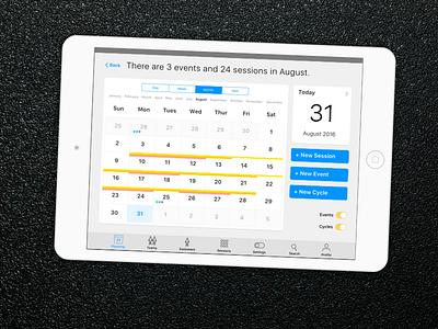 UI for iPad Swim Coaching App ipad swim coaching swimming