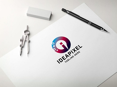 Idea Pixel Letter I Logo market logo