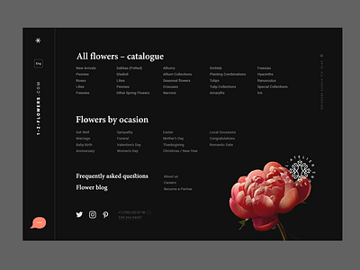 Menu screen of a flower shop concept flower shop footer interface menu minimalistic typography ui ux web