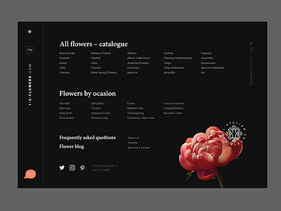 Menu screen of a flower shop