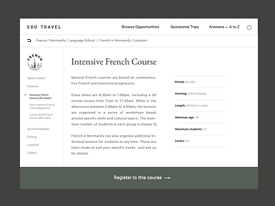 EduTravel – Course Page UI