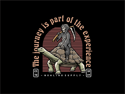 Reaper Above The Turtle alone animals badge cartoon death distressed drive logo old reaper retro ride road slowly sword tshirt design turtle typogaphy vintage