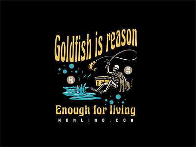 Skull Fishing Get Big Goldfish animals attack badge big cartoon distressed dog fish fishing goldfish illustration logo old retro skull streak tshirt design typography vintage wild