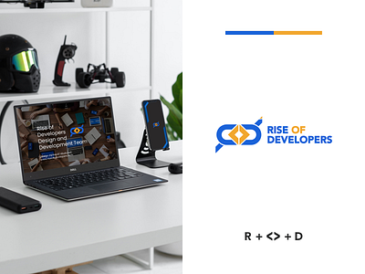 RISE OF DEVELOPERS Logo and Mockup Design branding coreldraw design developers development graphic design illustration logo mockup software team technology ui ux vector