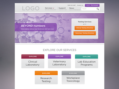 Clinical Lab Landing Page branding gradient health laboratory mockup professional purple services ui ux visual design website