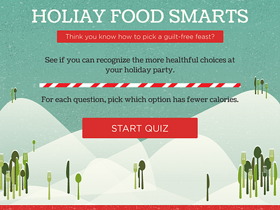 Healthy Holiday Food Quiz christmas flat ui holiday illustrator interactive quiz snow web design