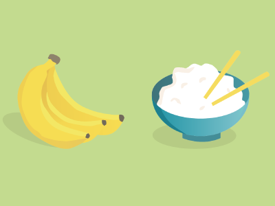 Bananas & Rice banana diet food green health icon illustration rice vector