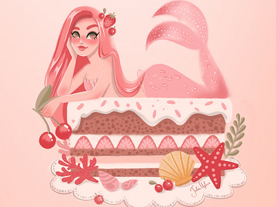 Mermay 2021. Strawberry yummy advert book branding cake character characterdesign cute art delicious design illustration makeup mermaid mermay package packagedesign pink procreate strawberry visual art