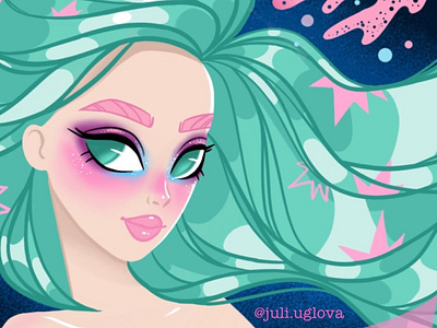 Mermaid | Character Design advert beauty behance branding character characterdesign concept cosmetics cute art design fashion illustration lips makeup mermaid mermay packaging portrait procreate woman