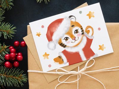 Christmas card advert branding card character characterdesign christmas cute art illustration new year procreate watercolour