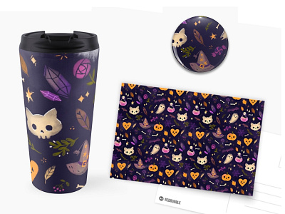 Halloween pattern advert branding cat character characterdesign cute art halloween illustration pattern procreate