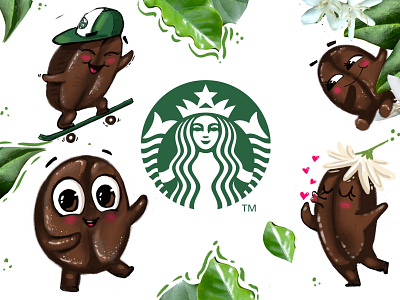 Character coffee beans advert branding character characterdesign coffee cute art illustration procreate