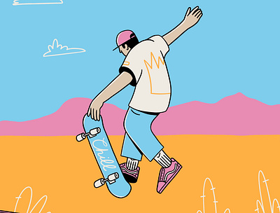 Texas Skater adobe branding cactus chill colour design drawing editorial future graphic design illustration illustrator logo skater sunrise sunset texas tricks ui vector