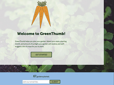 GreenThumb Home app design carrots garden green green thumb greenthumb icon illustrator plants responsive web design rwd web app design