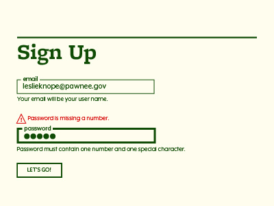 sign up screen