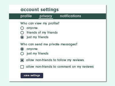 user account settings