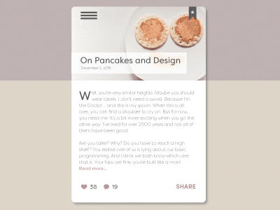 Daily UI 035 app blog post challenge color dailyui design icons mobile pancakes share ui web