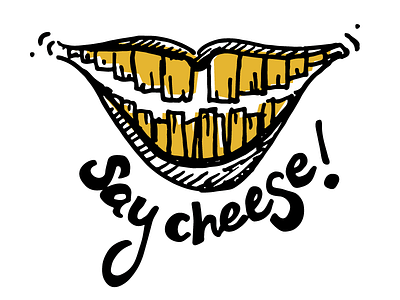 Say Cheeeeeese cheese hand lettering illustration offset sketch smile